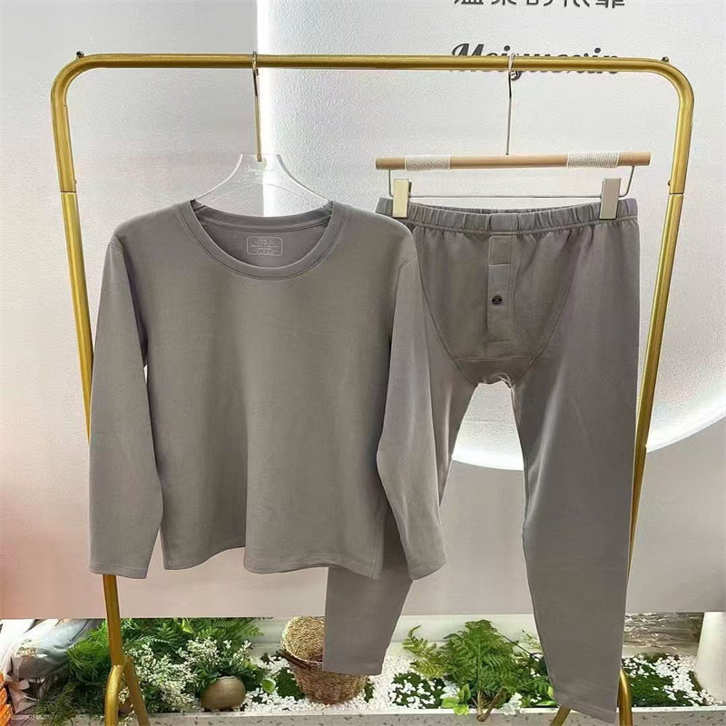 旺魄8531男暖绒蛋白加厚保暖冬套装内衣圆领防寒打底内搭秋衣秋裤