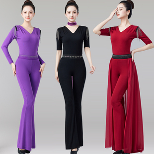 形体训练服装女2024新款气质走秀导师礼仪培训舞蹈练功服腰纱套装