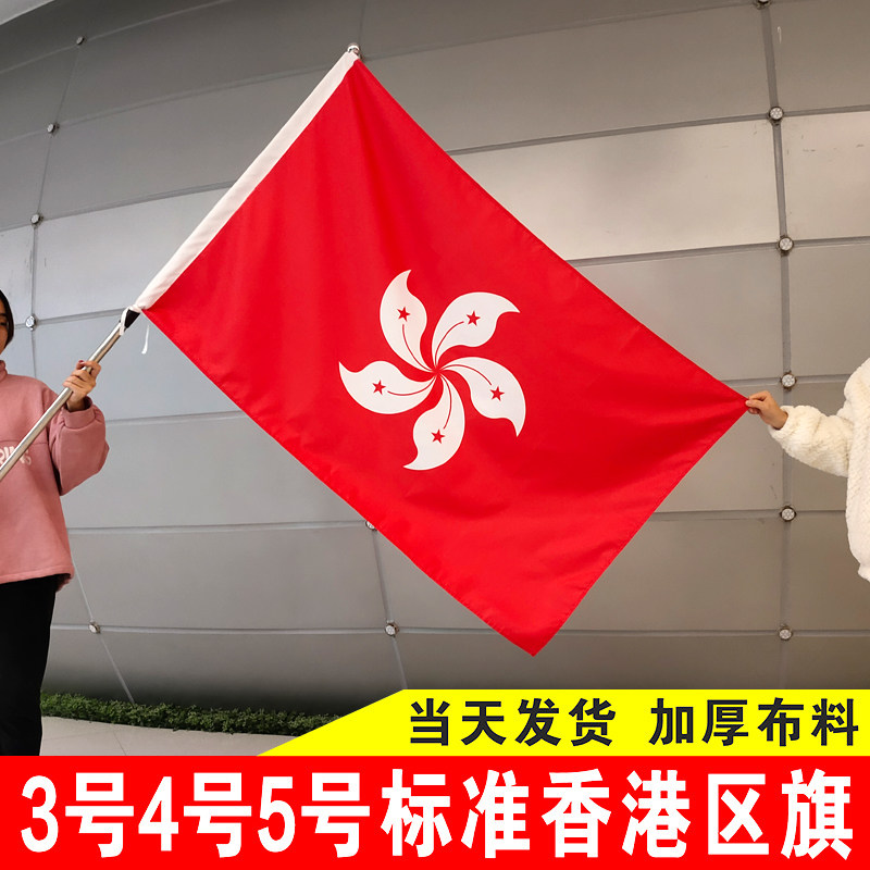 标准香港区旗紫荆花红旗香港旗手持四号旗特区八号小红旗帜各种尺寸定做