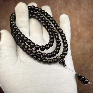 天然披毛犀角手串高端牛角黑金鱼籽纹竹丝纹清晰文玩手链老型珠