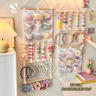 发饰壁挂袋大容量发卡发夹发圈发箍收纳挂墙儿童门后头饰挂袋神器