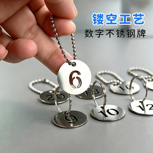 不锈钢镂空数字编号牌钥匙扣