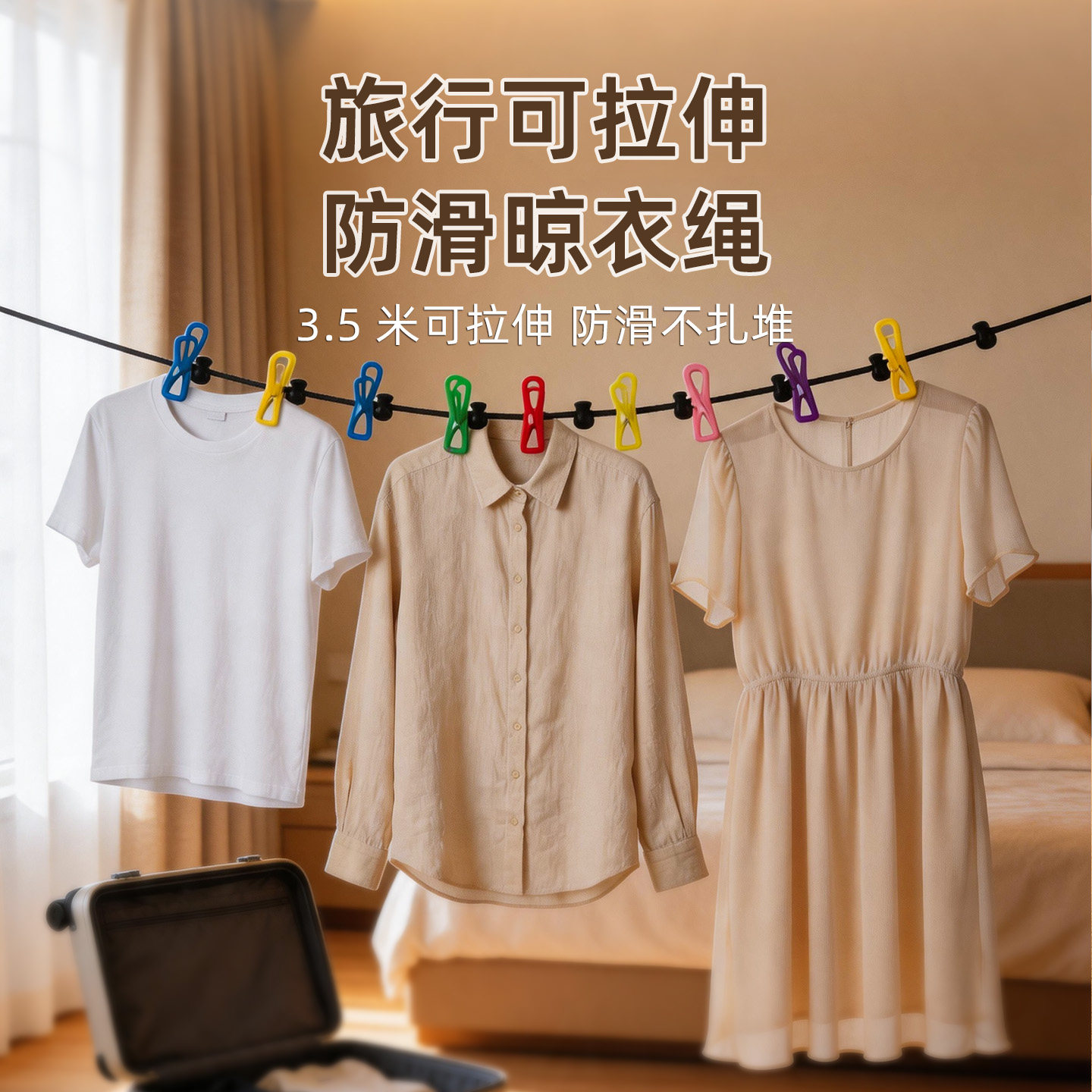 【固定卡扣】彩虹晾衣绳图片