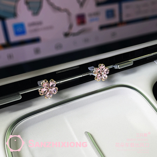 饰女 饰夹摆件镶钻花朵车载装 车载出风口装 饰品汽车空调出风口装