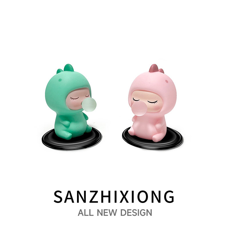 可爱卡通汽车摆件泡泡恐龙车载中控台装饰摆件男女车内用饰品摆件