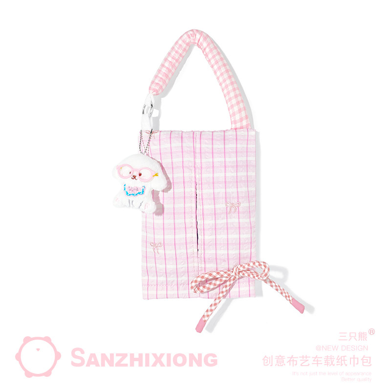 新款车载纸巾包挂袋可爱小狗车载用品抽纸盒卡通车内用座椅纸巾袋