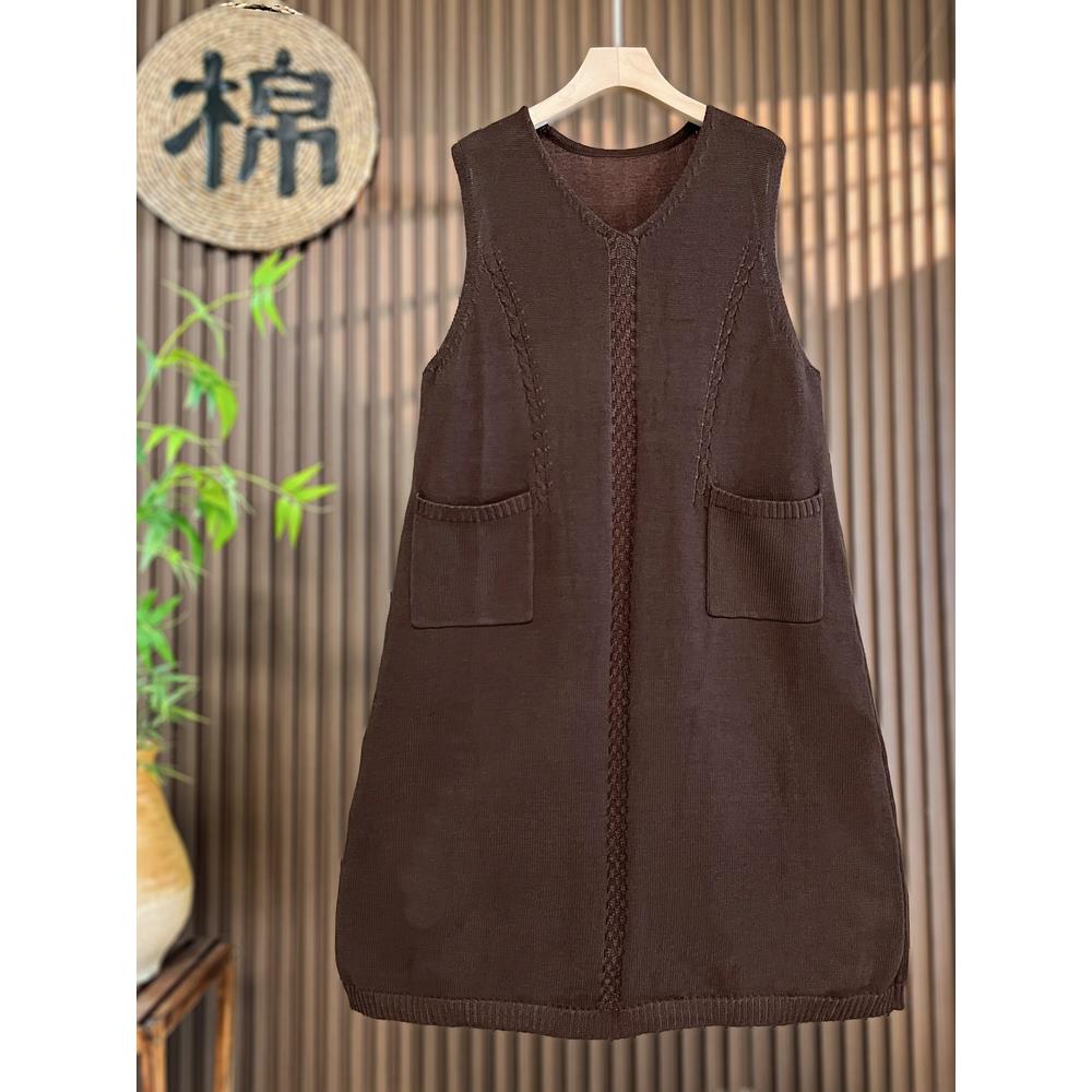 超火~大码宽松中长款针织连衣裙女秋冬背心裙遮肉无袖马甲裙
