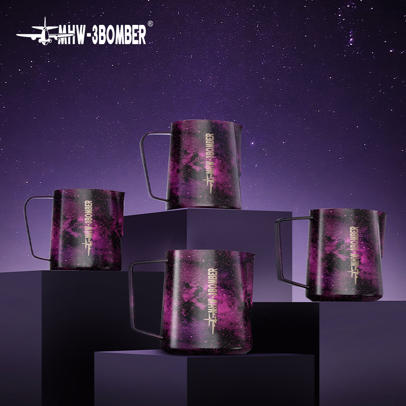 MHW-3BOMBER轰炸机星空拉花缸 专业咖啡打奶缸不锈钢圆嘴拉花缸杯