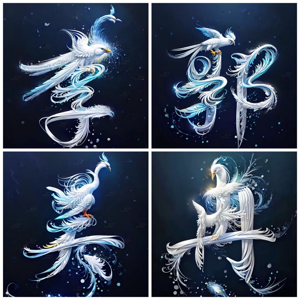 直播素材百家姓氏头像仙鹤艺术字背景设计定制高清原图霸气几百张