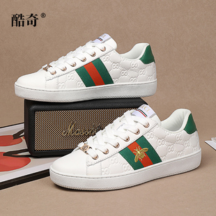 酷奇男鞋真皮透气2025春秋季新款休闲板鞋潮流轻奢刺绣情侣小白鞋