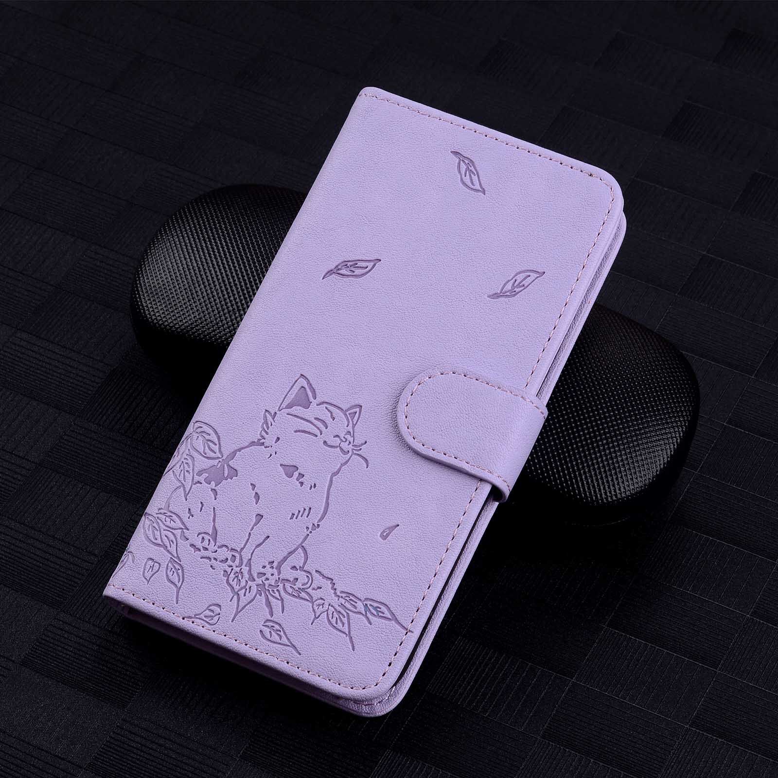 适用谷歌9ProXL压花波斯猫手机壳Pixel 7A钱夹插卡保护套谷歌8全包防摔索尼Xperia1 VI翻盖皮套10VI 2024