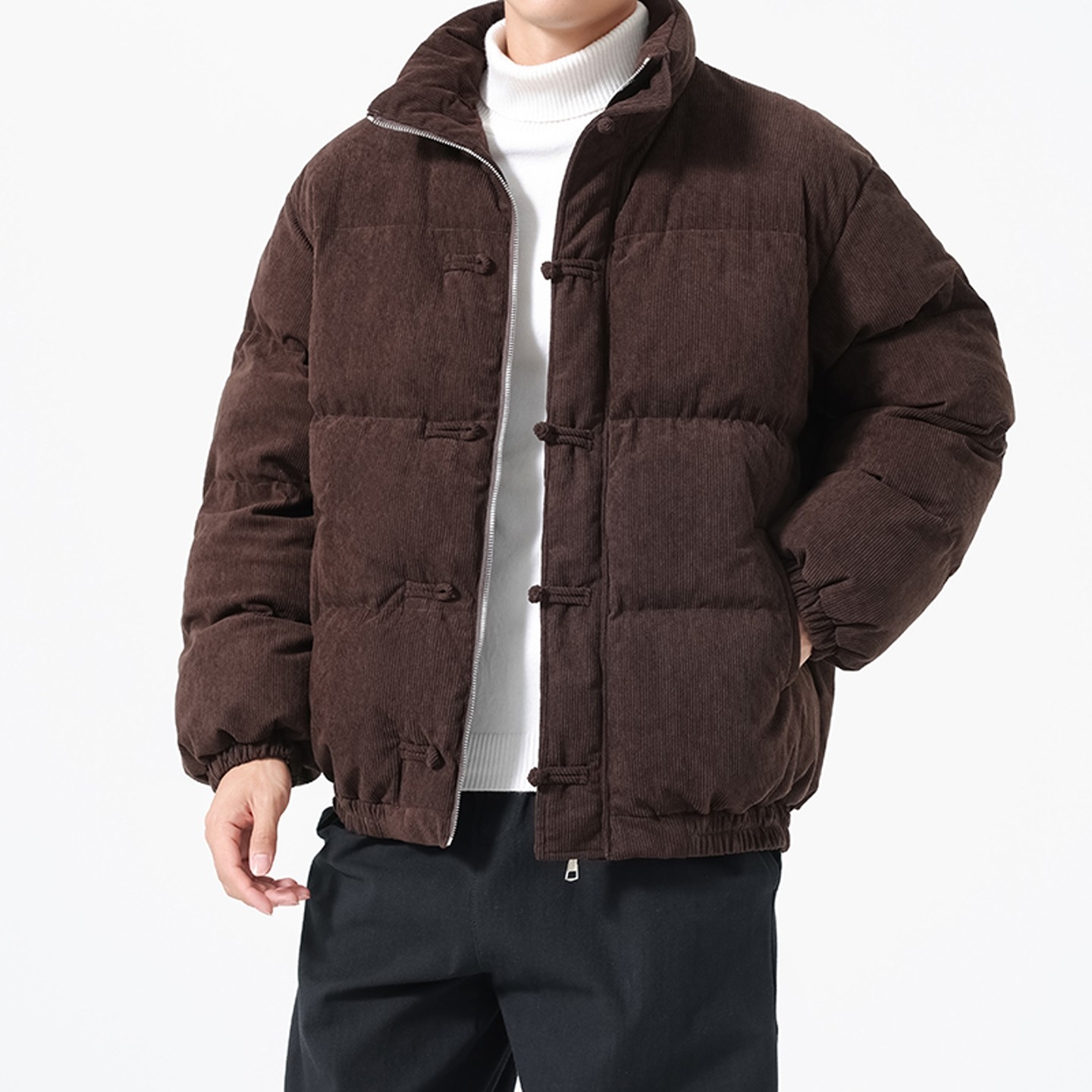 灯芯绒男士加厚立领短款棉衣