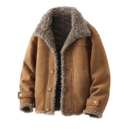 机车服男装 皮毛一体男士 加绒加厚夹克短款 大码 羊羔毛棉衣外套 冬季