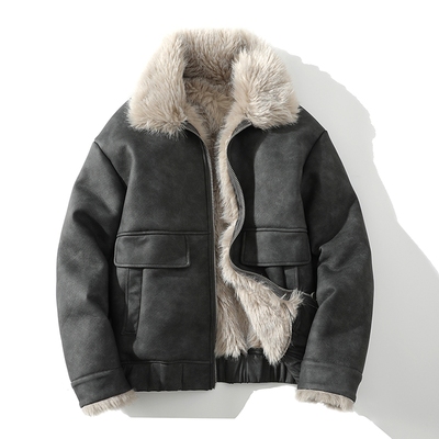 皮毛一体男士冬季加绒加厚皮衣