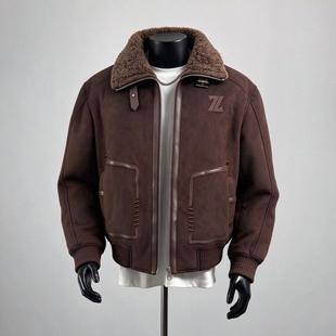 皮毛一体男款冬季大码加绒加厚夹克短款机车服男装羊羔毛棉衣外套