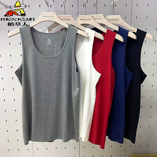 稻草人背心男士棉质春秋冬打底内搭宽松纯色运动跨栏汗衫DC493104