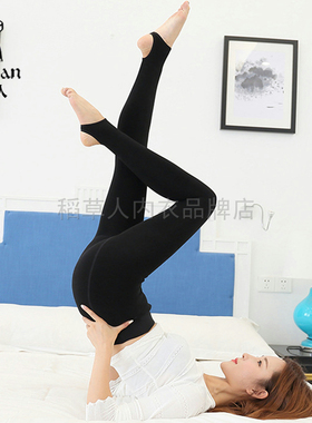 稻草人加绒加厚打底裤女士秋冬显瘦外穿无缝一体踩脚保暖裤80813