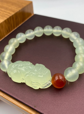 岫玉冰料貔貅手链古法手工打磨