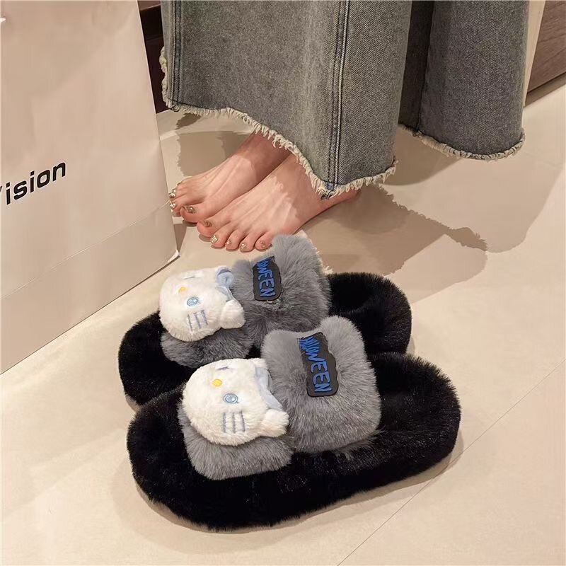 百依严选高品质毛毛拖鞋女外穿春秋季2025新款网红超火ins潮冬季
