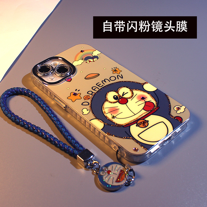 蓝光叮当猫苹果15硅胶卡通手机壳