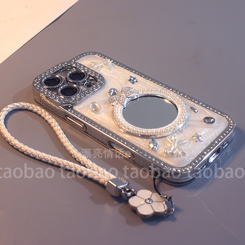 立体蝴蝶结镜子适用于苹果手机壳