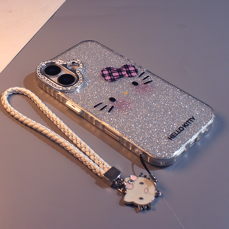 卡通蝴蝶结闪粉KT适用苹果手机壳