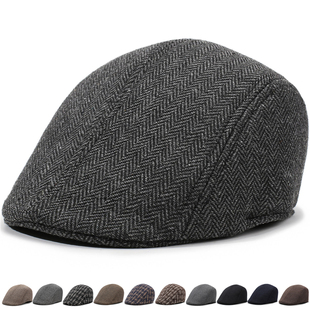 秋冬季鸭舌帽导演帽中老年人爸爸爷爷贝雷帽冬天老头保暖鸭舌帽