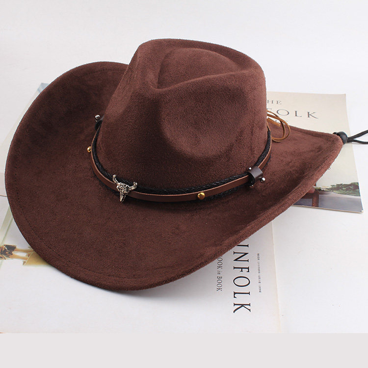 藏族旅游大沿仿皮绒户外防晒遮阳男女通用牛仔帽骑马帽沙滩野营帽