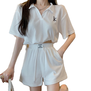 2024年夏天时尚休闲运动短裤套装女夏季网红炸街气质显瘦两件套装