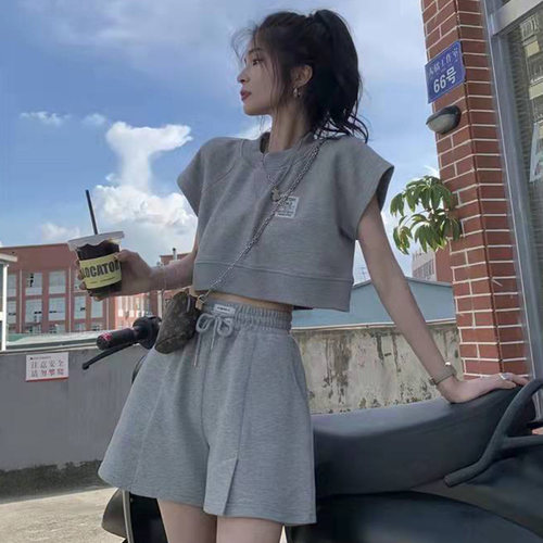 短款短袖T恤短裤时尚两件套女潮