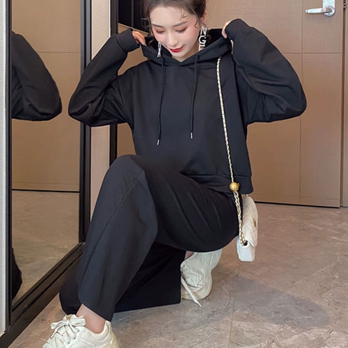 Осенний цветной комплект, толстовка с капюшоном для школьников, штаны, свободный крой