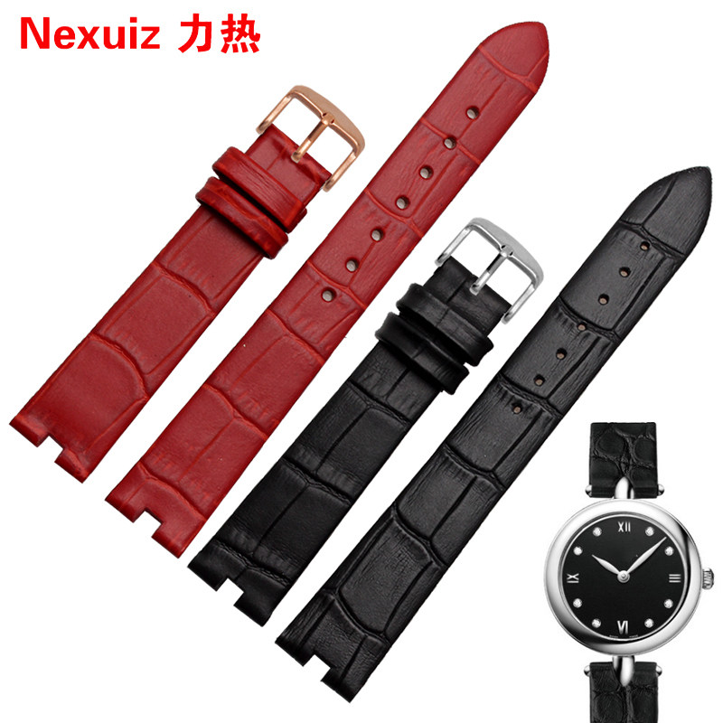 力热竹节纹牛皮表带 适用欧米茄碟飞女款手表带 16mm 凹口4mm针扣