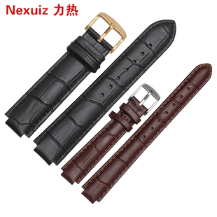 力热凸口真皮表带 适配美度都瑞M2130 M1130男女表链竹节纹9 12mm