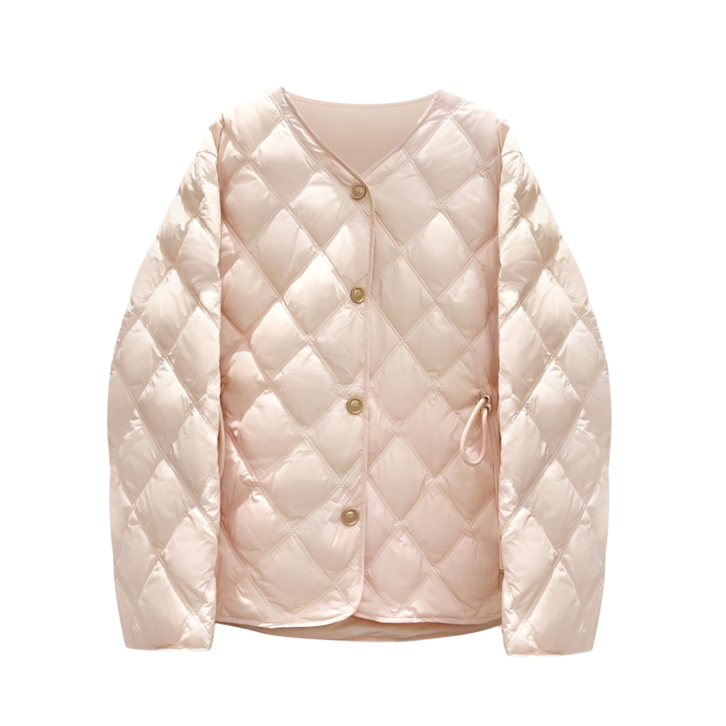 【恩佳专享】 抽绳V领轻薄羽绒服/大衣伴侣 小香系列秋羽绒 M09#