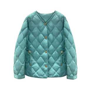 90白鸭绒 小香系列 抽绳V领羽绒服绒M09 金金宠粉