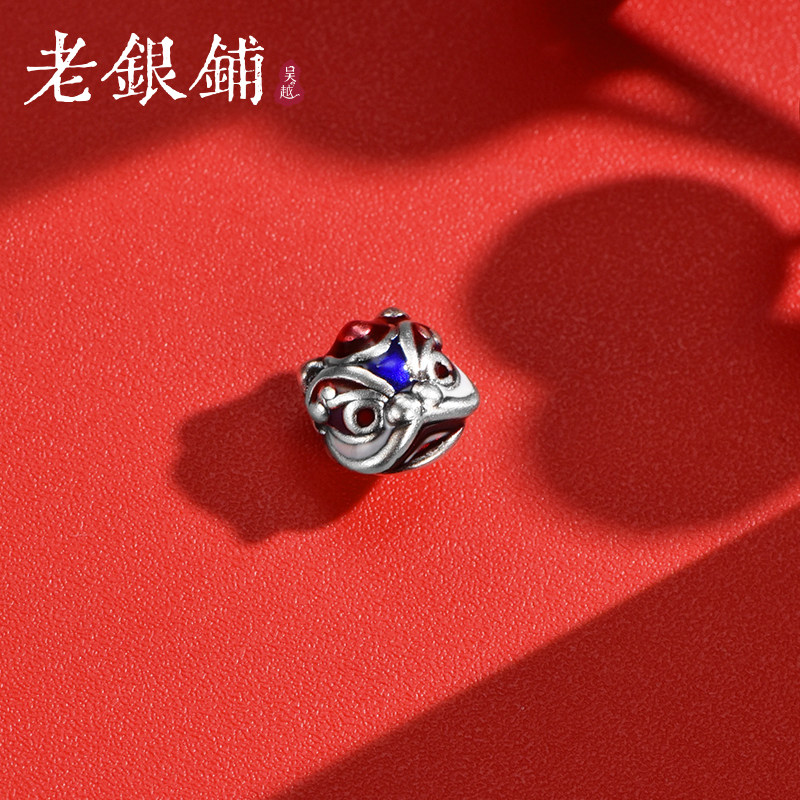 吴越老银铺足银珐琅银制品足银999醒狮配件复古个性纯银配件百搭