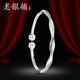 吴越老银铺纯银9999弧光手镯女纯银镯子开口银手镯送女友高级礼物
