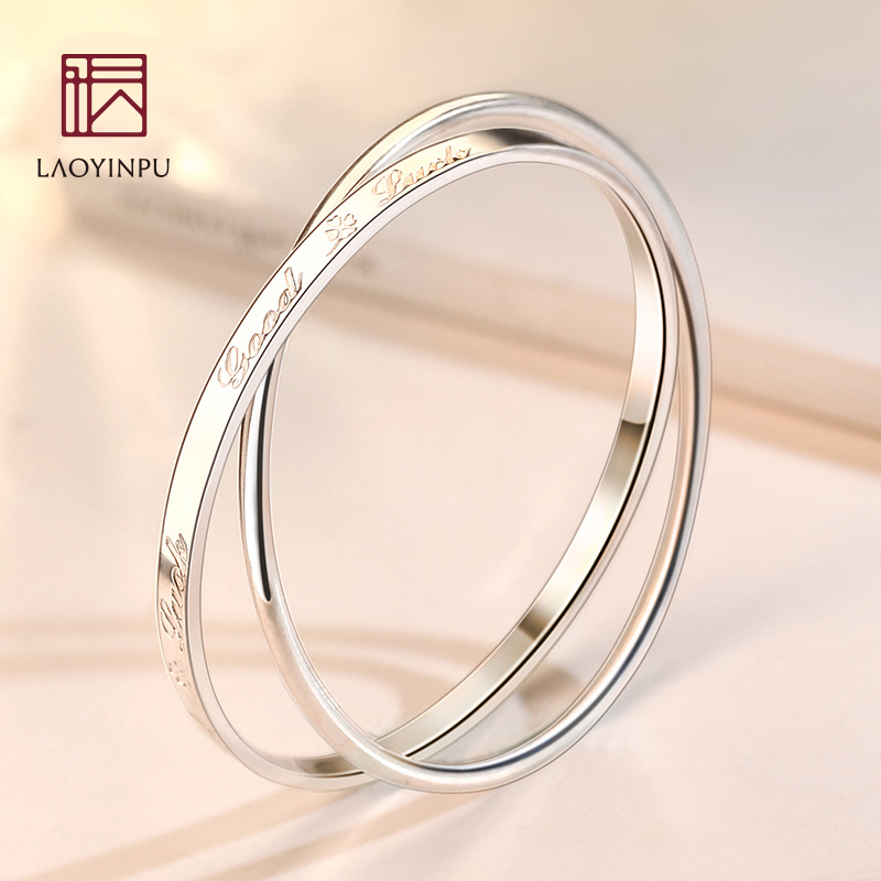 老银铺 999纯银手镯女士银镯子饰品实心手链古法足银首饰时尚银饰