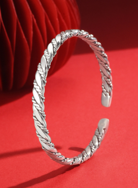 吴越老银铺足银9999缠枝手镯