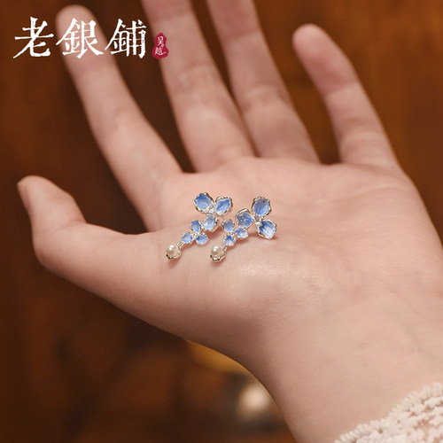 吴越老银铺S925银兰韵耳钉