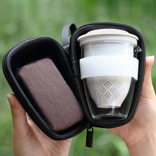 便携式 玻璃快客杯一壶二杯旅行茶具套装 旅游随身包户外功夫泡茶壶