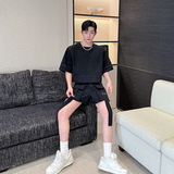 小众设计师复古美式短款上衣大口袋牛仔短裤套装两色2460P185，男装休闲套装，电商C212