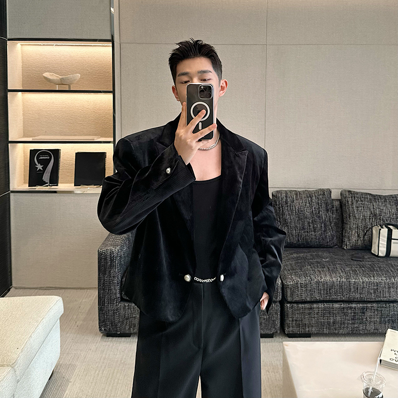 小众设计师高级百搭短款链条珍珠西装外套W2436P150，男装西服套装，电商C212