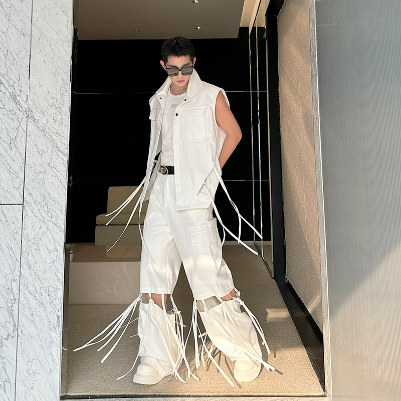 小众设计师高街机能休闲可拆卸飘带阔腿裤工装套装2435P215，男装卫衣，电商C212