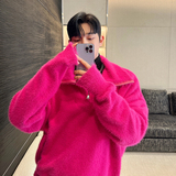 原创韩版个性立领拉链仿貂毛慵懒毛衣两色Y107P155，男装针织衫/毛衣，电商C212