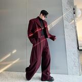 小众设计师韩版复古加厚短款休闲西装阔腿裤套装两色2525P265，商品下架区，电商C212