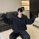 原创韩版个性立领拉链仿貂毛慵懒毛衣两色Y107P155，男装针织衫/毛衣，电商C212