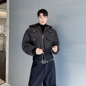 小众设计师机车短款可拆卸带帽羽绒服 3673 p230图片