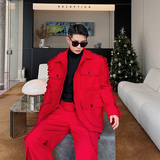 小众设计师重工多口袋木耳边美式复古工装套装两色2413P310，男装休闲套装，电商C212