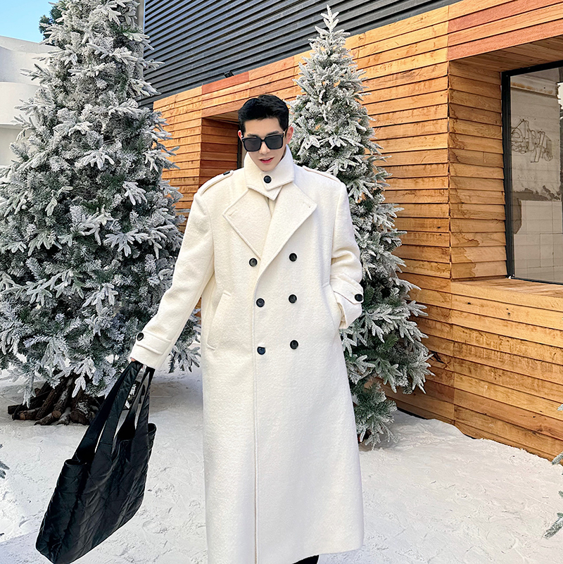 秋冬韩版设计师百搭重榜加厚双排扣气质羊毛呢大衣两色2421P265，男装毛呢大衣，电商C212